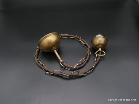 Jugendstil Deckenpendelleuchte mit Kette aus Messing goldbraun mit Textilkabel 1xE27/60W Sonderanfertigung