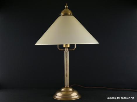 Klassische Jugendstil Sekretärlampe aus goldfarbenen  Messing mit elfenbeinfarbenen Kegelschirm 1xE27/40W