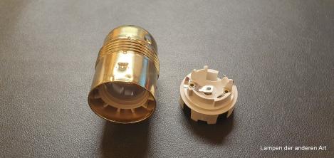 Preview: Messingfassung plättiert roh E27 liegend