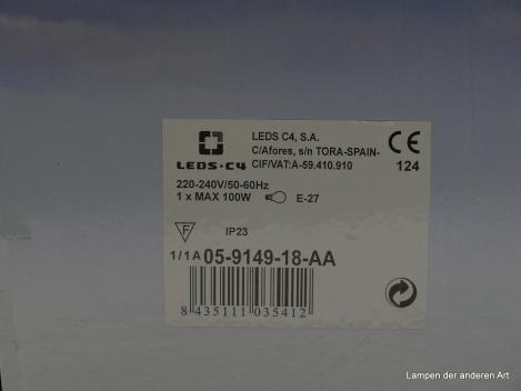 Origialkarton für die Außenleuchte, Detail technische Angaben
