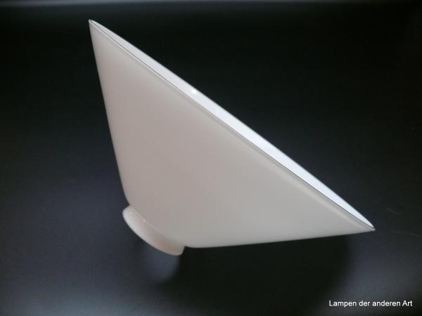 Jugendstil Lampenschirm, hochwertiges Überfangglas opal weiß, Ersatzschirm, Kegelform, H: 12cm, D: 25cm, Griff-Rand: 6 cm liegend