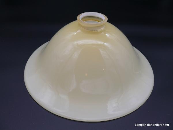 Jugendstil Lampenschirm, Glas elfenbeinfarben, ausgestellter Rand, Ersatzschirm, H: 11cm, D: 30cm, Griff-Rand: 6cm