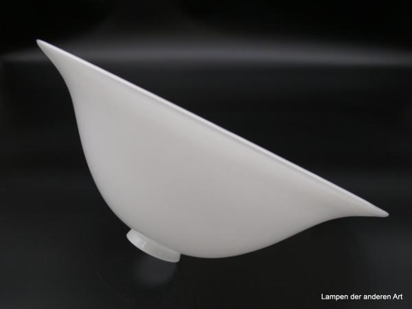 Jugendstil Lampenschirm, Glas opal weiß, handgemachtes Überfangglas, schüsselförmig, glatte Oberfläche, D: 35cm, H: 14cm, Nostalgie Ersatzglas, Glashalter Griffrand 6cm, liegend