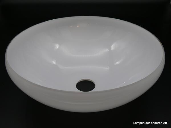 Art Deko Schirm hochwertiges Überfangglas weiß opal mundgeblasen, Ersatzschirm H: 12cm D: 32cm ohne Griffrand von innen