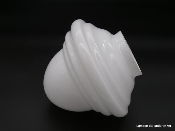 Nostalgie Lampenschirm Zapfen weiß opal H: 14cm, D: 17cm, Griffrand Glashalter 8cm