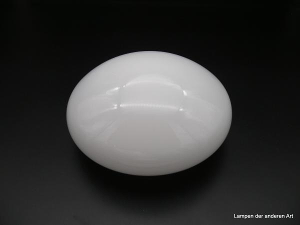 Jugendstil Lampenschirm, Überfangglas mundgeblasen weiß opal, gewölbtes Kuppelglas,  Ersatzglas, H: 9cm D: 20cm Griffrand : 15cm