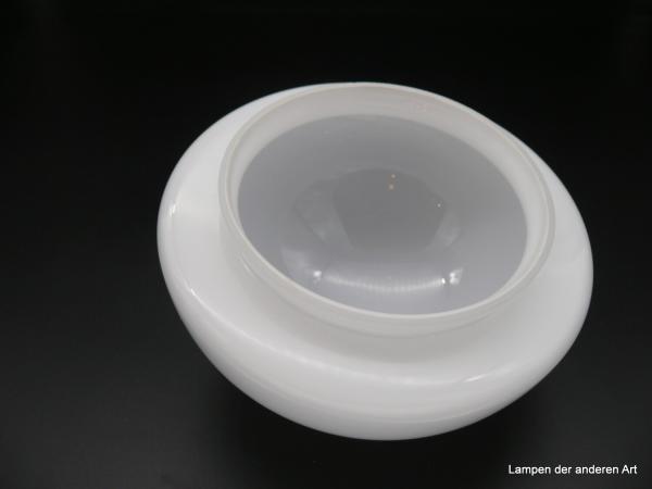 Jugendstil Lampenschirm, mundgeblasenes Überfangglas weiß opal in Pilzform, hochwertiger Ersatzschirm H: 9cm, D: 20cm, Griffrand : 15cm von innen