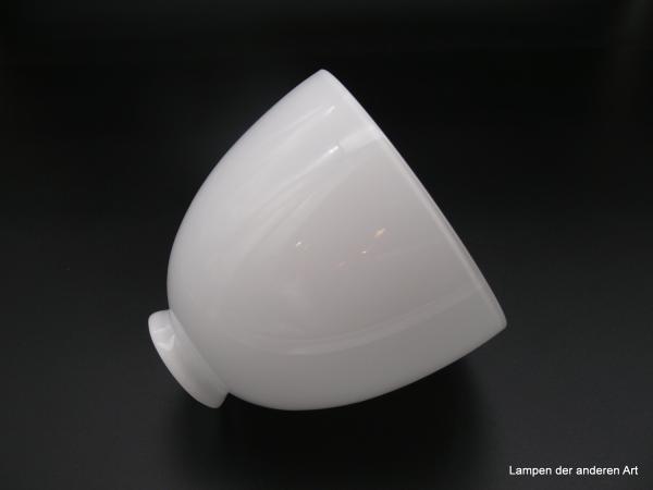 Art Deco Lampenschirm, Glockenform gerade, Überfangglas opal, Ersatzglas H: 14cm, D: 15cm, Griffrand 6 cm liegend