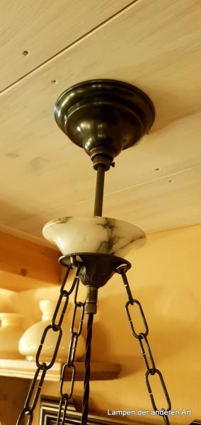 restaurierte Jugendstil Alabaster Deckenlampe- Kettenampel-Detail- Aufhängung