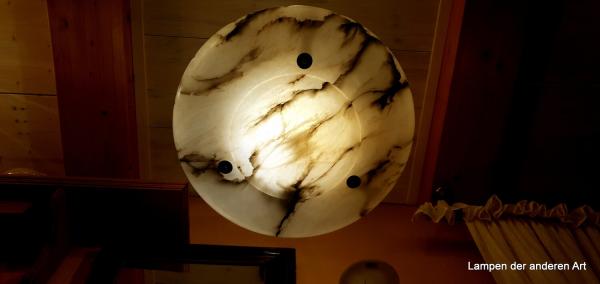 restaurierte Jugendstil Alabaster Deckenlampe- Kettenampel-von unten