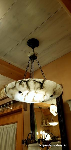 restaurierte Jugendstil Alabaster Deckenlampe- Kettenampel-1