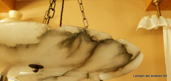restaurierte Jugendstil Alabaster Deckenlampe- Kettenampel-Detail 2