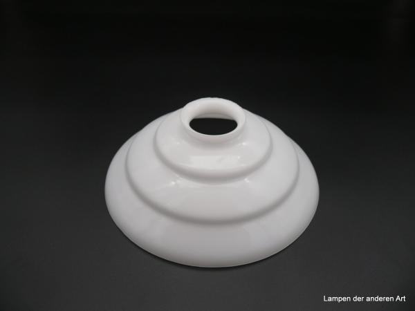 Art Deco Lampenschirm gebraucht, Glas weiß opal, Kegelform dreifach-getreppt, Nostalgie Ersatzglas D: 20cm, H: 7cm, Griffrand: 6cm