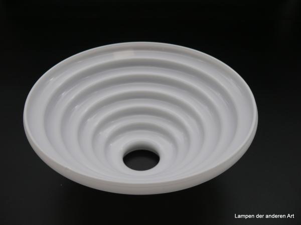 Art Deco getreppter Schusterschirm gebraucht, Glas weiß opal, Kegelform, Ersatzglas für Nostalgielampen H: 10cm, D: 22cm, Griffrand: 6 cm von unten
