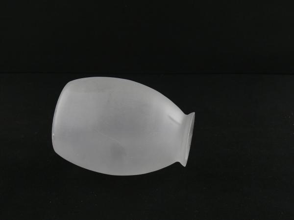 Jugendstil Lampenschirm gebraucht, Glas grau satiniert, Olivenform, glatte Wandung, Nostalgie Ersatzschirm D: 10cm, H: 13cm, Glashalter Griffrand 6cm, liegend