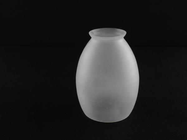 Jugendstil Lampenschirm gebraucht, Glas grau satiniert, Olivenform, glatte Wandung, Nostalgie Ersatzschirm D: 10cm, H: 13cm, Glashalter Griffrand 6cm