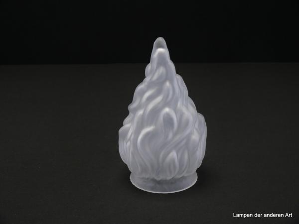 Jugendstil Lampenschirm gebraucht, antikes Glas grau satiniert, stilisierte lodernde Flamme, zapfenförmig geformt, reliefierte Oberfläche, Nostalgie Ersatzschirm D: ca.10cm, D: ca.17cm, Glashalter Griffrand 8cm