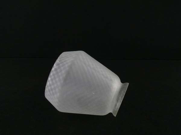 Jugendstil Lampenschirm gebraucht, Glas, satinierte Oberfläche, Wabenstruktur, geweiteter Zylinder mit eingezogenem Rand, Nostalgie Ersatzschirm D: 11cm, H: 12cm, Glashalter Griffrand 6cm, liegend
