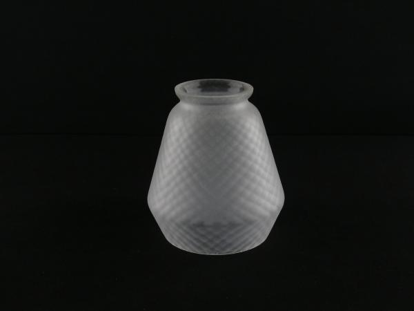 Jugendstil Lampenschirm gebraucht, Glas, satinierte Oberfläche, Wabenstruktur, geweiteter Zylinder mit eingezogenem Rand, Nostalgie Ersatzschirm D: 11cm, H: 12cm, Glashalter Griffrand 6cm