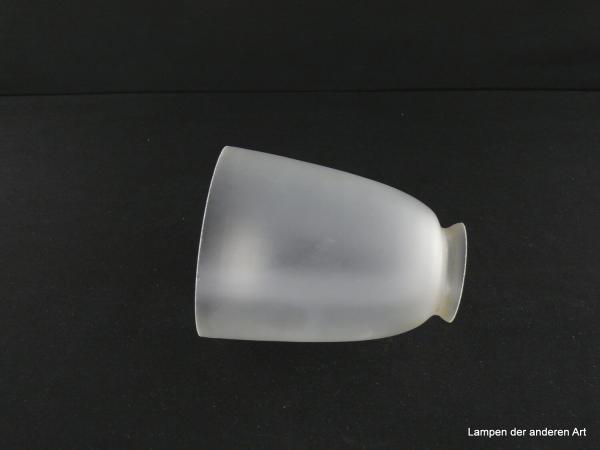 Jugendstil Lampenschirm gebraucht, Glas, stumpf satiniert, gerade Glocke, Nostalgie Ersatzglas D: 11cm, H: 14cm, Griffrand Glashalter 6cm, liegend