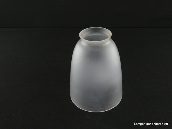 Jugendstil Lampenschirm gebraucht, Glas, stumpf satiniert, gerade Glocke, Nostalgie Ersatzglas D: 11cm, H: 14cm, Griffrand Glashalter 6cm