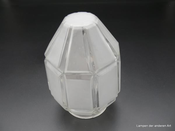 Art Deco Lampenschirm gebraucht, Glas, Prismenform, Flächen satiniert, Ersatzglas D: 11cm, H: 17cm , Griff-Rand 8cm