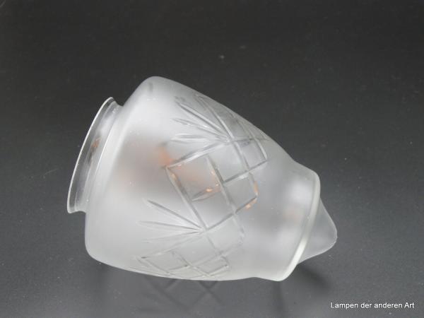 Jugendstil Lampenschirm gebraucht, grausatiniert geschliffen D: 12cm, H: 16cm, Griff-Rand: 8cm liegend