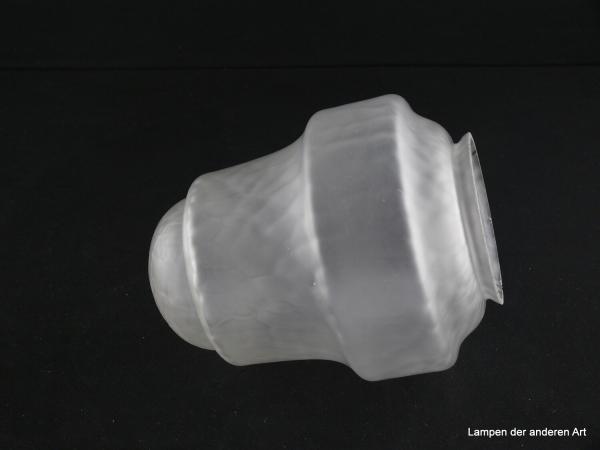 Jugendstil Lampenschirm gebraucht, Glas grau satiniert, Zapfe dreifach gestuft, kuppelartiger Abschluss, genarbte Oberflächenstruktur, Nostalgieschirm, Ersatzglas für alte Lampen, D: ca.12cm, H: ca.16cm, Glashalter Griffrand 8cm, seitlich