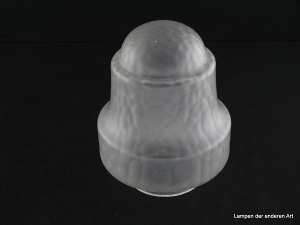 Jugendstil Lampenschirm gebraucht, Glas grau satiniert, Zapfe dreifach gestuft, kuppelartiger Abschluss, genarbte Oberflächenstruktur, Nostalgieschirm, Ersatzglas für alte Lampen, D: ca.12cm, H: ca.16cm, Glashalter Griffrand 8cm