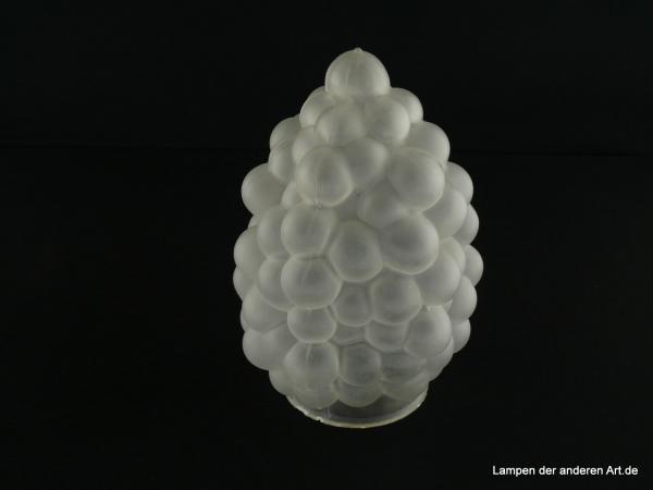 Jugendstil Lampenschirm gebraucht, Glas satiniert grau, der Form einer Weintraube nachempfunden, Ersatzglas für alte Lampen, D: ca.12cm, H: ca.18cm, Glashalter Griffrand 8cm