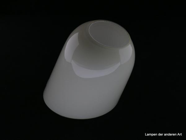 Art Deco Lampenschirm, Schutenglas, gebraucht, hellgelber Schrägzylinder, Glas, glatte Wandung, Nostalgie Ersatzglas, Loch ca. 50mm