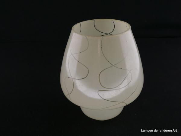 Art Deco Lampenschirm gebraucht, Form ähnlich Cognakschwenker, Farbe gelb, Dekor durchsichtige Spiralen, Ersatzglas D: ca.13cm, H: ca.16cm, ohne Griffrand, Loch 50mm