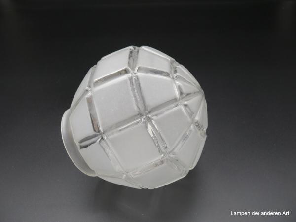 Art Deco Lampenschirm gebraucht, Prismen Glaskugel, Flächen satiniert, Ersatzschirm D: 13cm H: 14cm , Griffrand 8cm liegend
