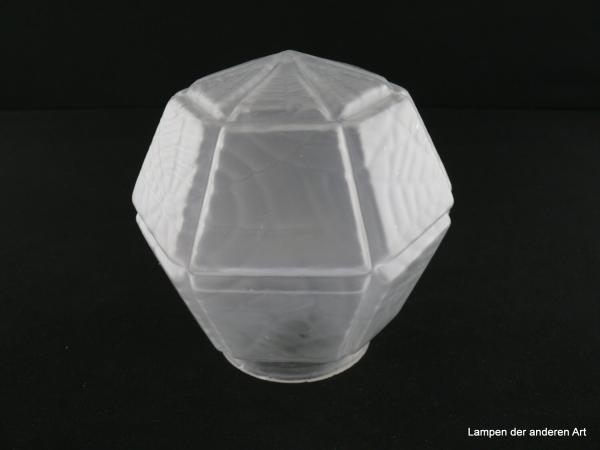 Art Deco Lampenschirm gebraucht, Prismen Glaskugel, Flächen satiniert und leicht strukturiert, Ersatzschirm D: 14cm H: 14cm , Griffrand 8cm