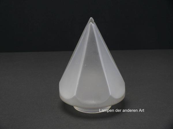 Jugendstil Lampenschirm gebraucht, antikes geschlossenes Glas, satiniert grau, spitz zulaufende Zapfenform, kantige Wandung, Nostalgie Ersatzschirm D: ca.14cm, H: ca.18cm, Griffrand 8cm