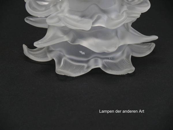 3-er Set Jugendstil Lampenschirm gebraucht, Rosenblattschirme, grau satiniert, Form stilisierte Rosenblüte, Nostalgie Ersatzglas D: ca.14cm, H: ca.8cm, Glashalter Griffrand 6cm, Detail Glaseinschluss weiß