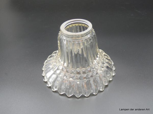Jugendstil Lampenschirm gebraucht Klarglas, Pressglas,  D: 15cm H: 11cm , Griff-Rand 6cm