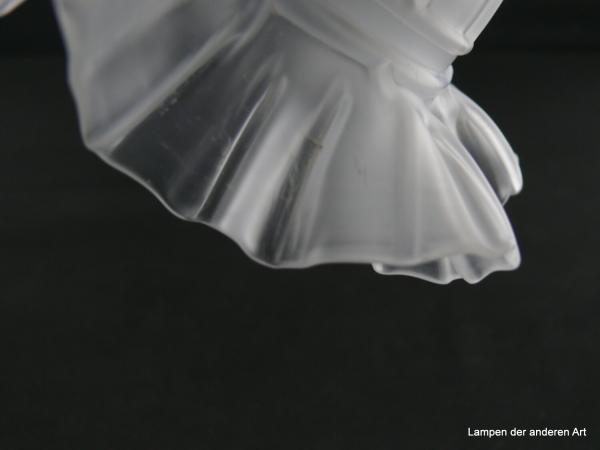 Jugendstil Lampenschirm gebraucht, Blütenform, Glas satiniert grau,   D: ca. 16cm, H: ca.11cm , Nostalgie Ersatzglas, Glashalterand Griffrand 6cm, herstellungsbedingte Glasrisse