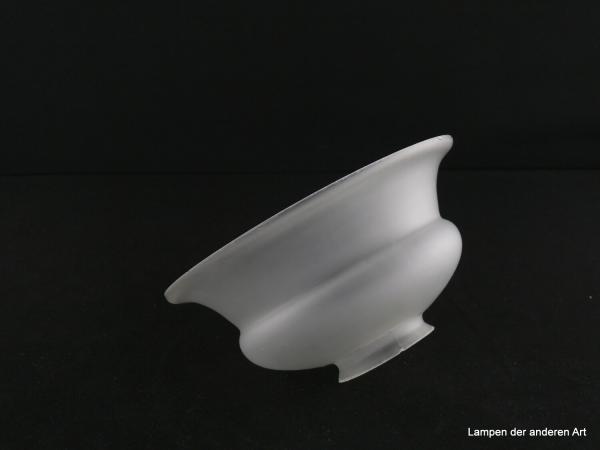 3-er Set Jugendstil Lampenschirme gebraucht, Glas satiniert grau, mittig eingeschnürte Glockenform, Schirm 1 - Riss am Griffrand, liegend