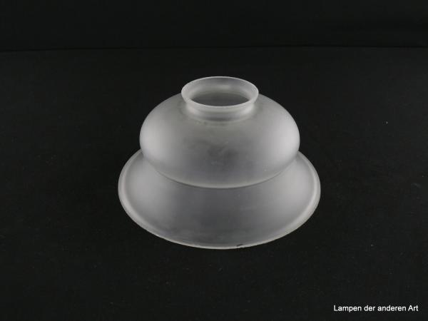 3-er Set Jugendstil Lampenschirme gebraucht, Glas satiniert grau, mittig eingeschnürte Glockenform, Schirm 2 - kleine Chips am Rand
