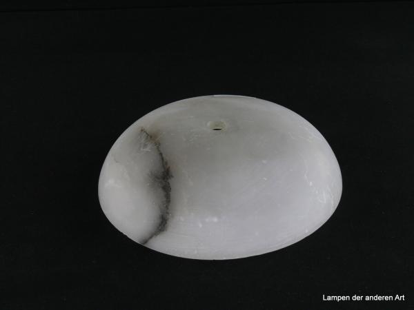 Alabaster Baldachin gebraucht, schwarz weiß grau marmoriert, durchscheinende Art von Gips, ähnelt Milchglas bzw. Marmor, Halbschale D: ca.18cm H: ca.4,5cm, Bohrung 12mm