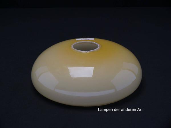 5-er Set Art Deco Lampenschale gebraucht, Glas, elfenbein außen, weiß innen, glatte glänzende Oberfläche, Nostalgie Ersatzglas D: ca.20cm, H: ca.7,5cm, ohne Glashalter Griffrand, Loch 45mm, einzeln