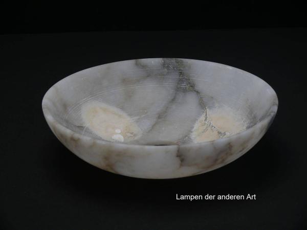 antike Alabaster Lampenschale, gebraucht, weiß/grau/braun, Nostalgie Ersatzschirm, D: ca.22cm, H: ca.6cm, ohne Glashalter Griffrand, Loch 45mm, von innen