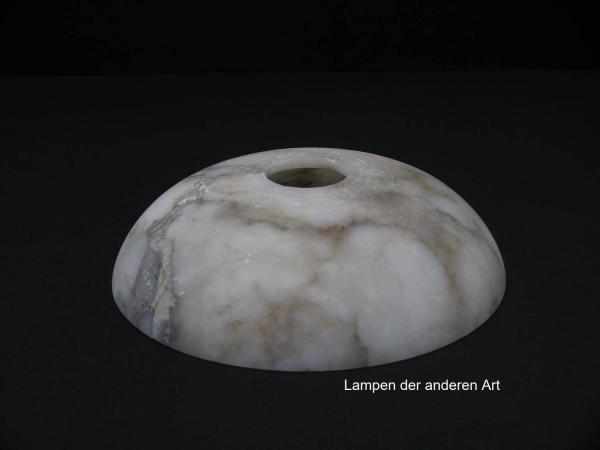 antike Alabaster Lampenschale, gebraucht, weiß/grau/braun, Nostalgie Ersatzschirm, D: ca.22cm, H: ca.6cm, ohne Glashalter Griffrand, Loch 45mm