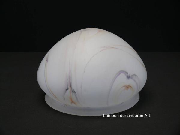 Jugendstil Lampenschirm gebraucht, antik, Glas opal weiß, von Farbschlieren in lila, grau und braun durchzogen, diese erzeugen einen Marmoreffekt, Nostalgie Ersatzglas, Glashalter 20cm