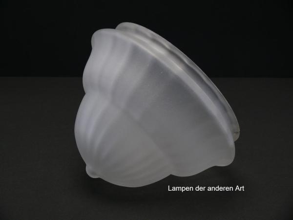 antiker Jugendstil Lampenschirm gebraucht, geschlossene Kuppel, grau satiniert, zweifach gestuft, verjüngende Form, Nostalgie Ersatzglas, D: ca.22cm, H: ca.15cm, Glashalter Griffrand Ø 20cm, liegend