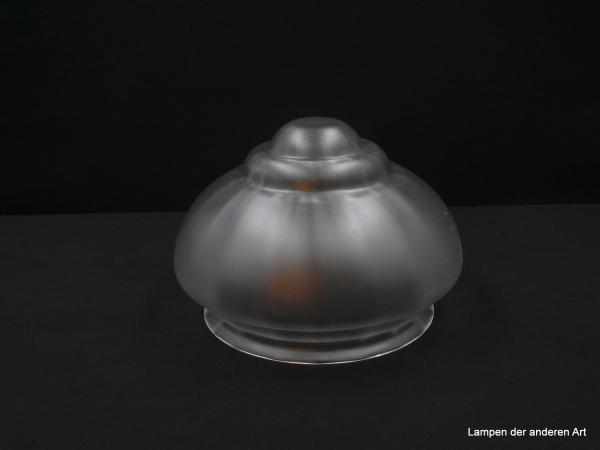 Jugendstil Lampenschirm gebraucht, alter original Kuppelschirm grau satiniert, halbrundes Glas in drei Stufen verjüngend, Ersatzglas, D: 23cm, H: 17cm, Griffrand 20cm