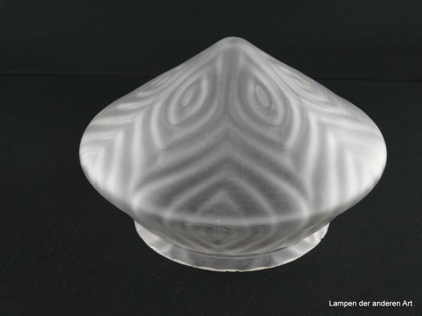 Jugendstil Lampenschirm gebraucht, geschlossenes Glas grau satiniert, Kegel, strukturierte Oberfläche, einer Blütenknospe nachempfunden, Nostalgie Ersatzglas, D: ca. 24cm, H: ca.14cm, Glashalter 16cm Sondergröße