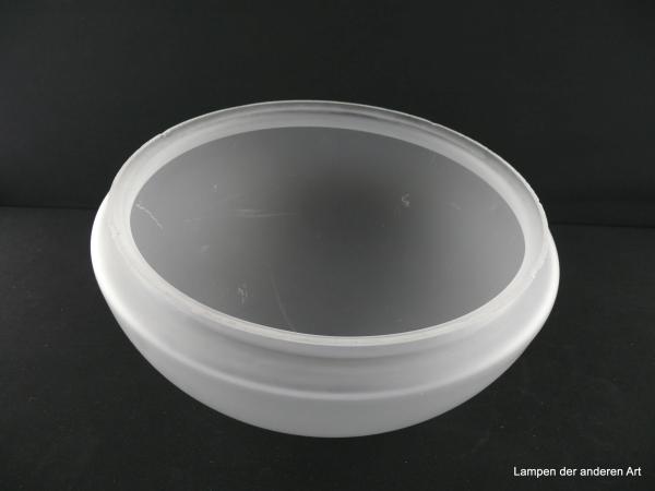 Jugendstil Lampenschirm gebraucht, Glas, satinierte Oberfläche, Pilzkopfform, Nostalgie Ersatzschirm D: 27cm, H: 14cm, Glashalter Griffrand 25cm, von innen