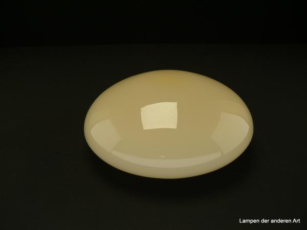 Jugendstil Lampenschirm gebraucht, geschlossenes Glas farbig - helles elfenbein, Kuppelschirm, Nostalgie Ersatzglas, D: ca. 24cm, H: ca.10cm, Achtung Sondergröße Glashalter Griffrand gemessen 17,3cm
